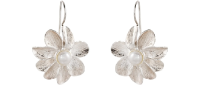 Ross Simons Cultured Pearl Flower Drop Earrings in Sterling Silver